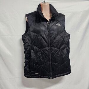 The North Face 550 Goose Down Puffer Vest Women Size L Black Quilted Full Zip
